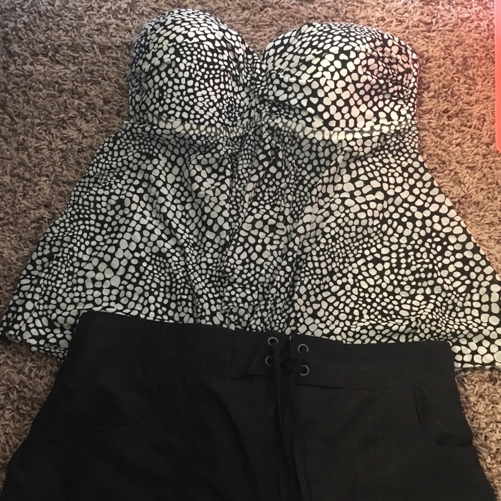 Black and white tankini